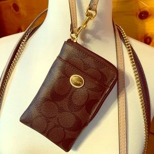 Coach Signature small leather phone wristlet